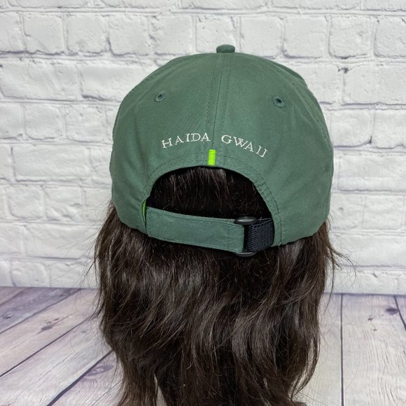 LANGARA Fishing Lodge Hat Cap Strap Back Green Long Bill Embroidered Polyester - Picture 3 of 9